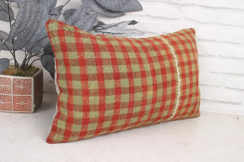 Kilim Pillow, Cushion Cover, Bed Pillow Case, Throw Kilim Pillow, Turkish Pillow, Authentic Pillow, Authentic Cushion Case, 12x20 Green Pillow Cover - 3