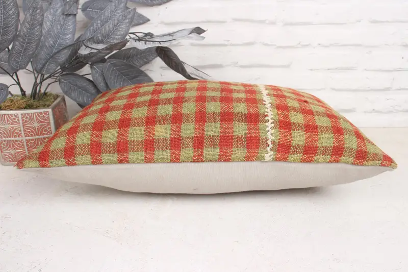 Kilim Pillow, Cushion Cover, Bed Pillow Case, Throw Kilim Pillow, Turkish Pillow, Authentic Pillow, Authentic Cushion Case, 12x20 Green Pillow Cover - 5