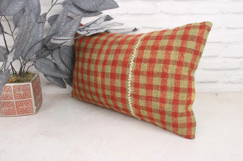 Kilim Pillow, Cushion Cover, Bed Pillow Case, Throw Kilim Pillow, Turkish Pillow, Authentic Pillow, Authentic Cushion Case, 12x20 Green Pillow Cover - 4