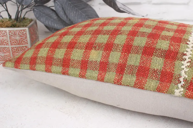 Kilim Pillow, Cushion Cover, Bed Pillow Case, Throw Kilim Pillow, Turkish Pillow, Authentic Pillow, Authentic Cushion Case, 12x20 Green Pillow Cover - 7