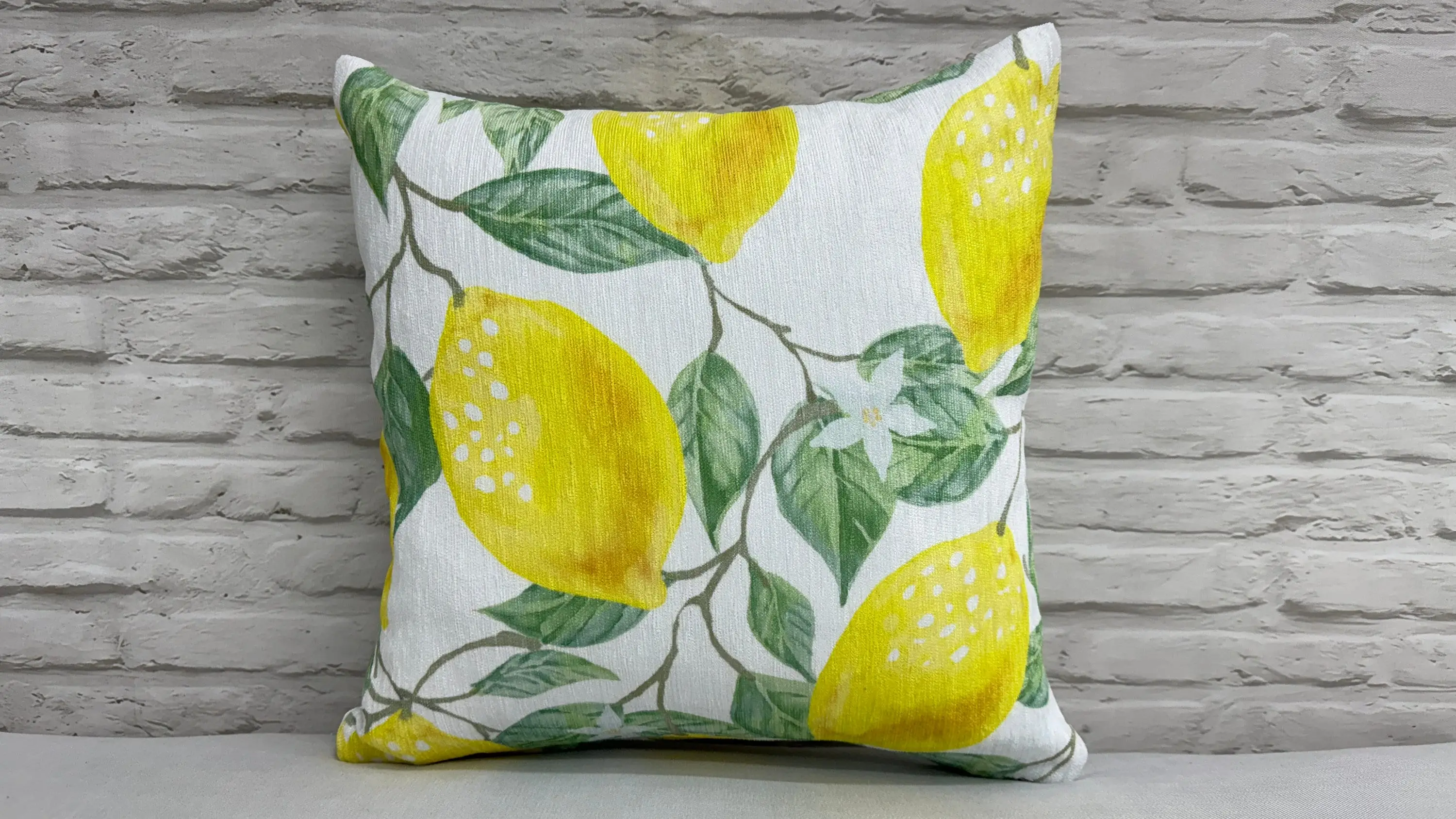 Lemon Lovers Boho Printed Pillow, Chic Yellow Summer Accent - 1