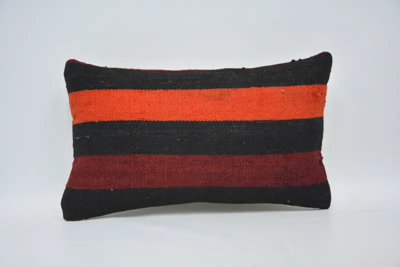Decorative Cushion Case, Kilim Pillow, Kilim Cushion Sham, Pillow Cover, Ethnical Kilim Rug Pillow, 12x20 Orange Cushion Cover - 1
