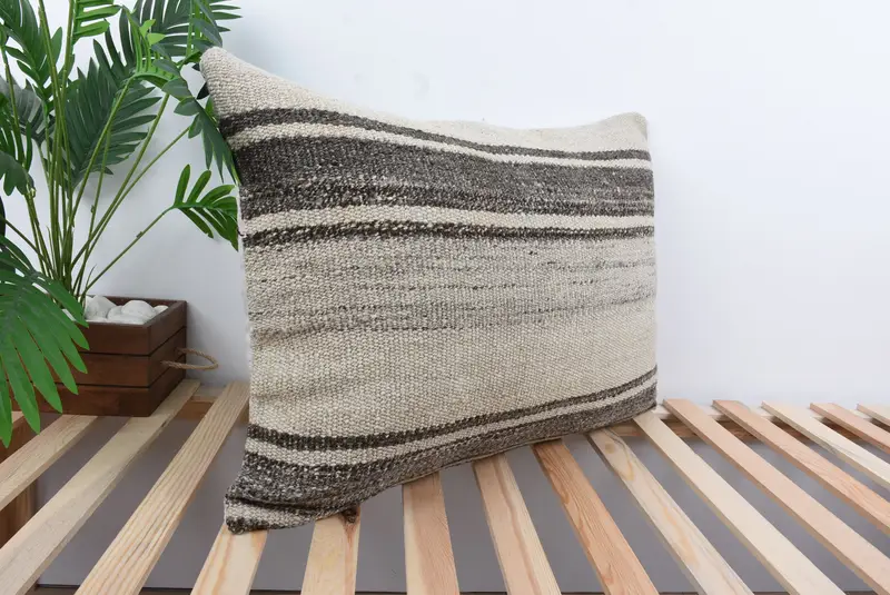 Boho Chic Cushion Cover, 20x28 Beige Pillow, Turkish Kilim Pillow, Cushion Case, Kilim Cushion Sham, Gift Pillow, Colorful Cushion Case - 4