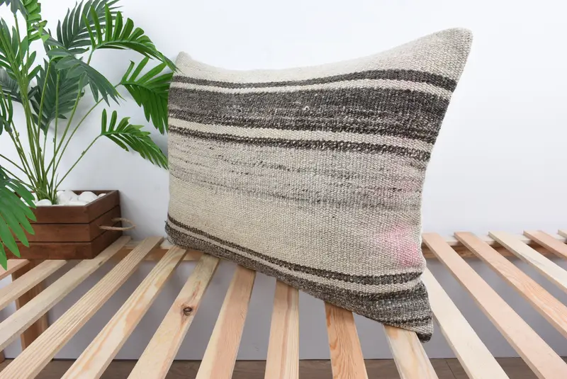 Boho Chic Cushion Cover, 20x28 Beige Pillow, Turkish Kilim Pillow, Cushion Case, Kilim Cushion Sham, Gift Pillow, Colorful Cushion Case - 5