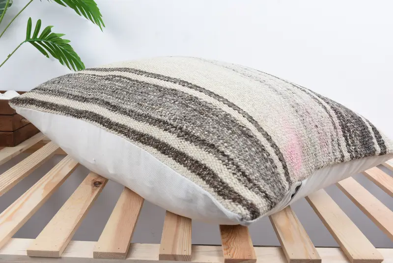 Boho Chic Cushion Cover, 20x28 Beige Pillow, Turkish Kilim Pillow, Cushion Case, Kilim Cushion Sham, Gift Pillow, Colorful Cushion Case - 6