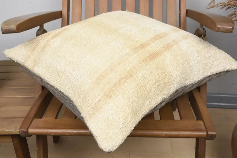 Kilim Cushion Sham, Cushion, Pastel Pillow Sham, Vintage Kilim Throw Pillow, Office Chair Cushion, 20x20 Beige Cushion Cover, Boho Pillow Sham Cover - 4