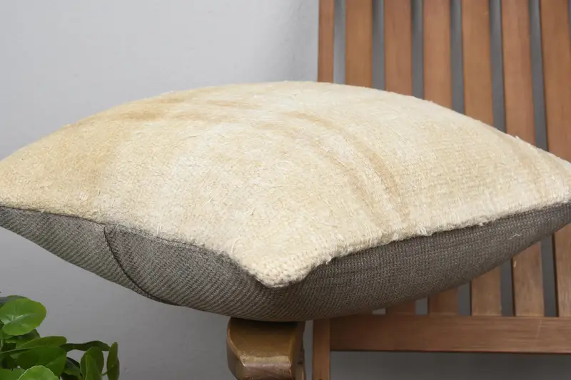 Kilim Cushion Sham, Cushion, Pastel Pillow Sham, Vintage Kilim Throw Pillow, Office Chair Cushion, 20x20 Beige Cushion Cover, Boho Pillow Sham Cover - 6