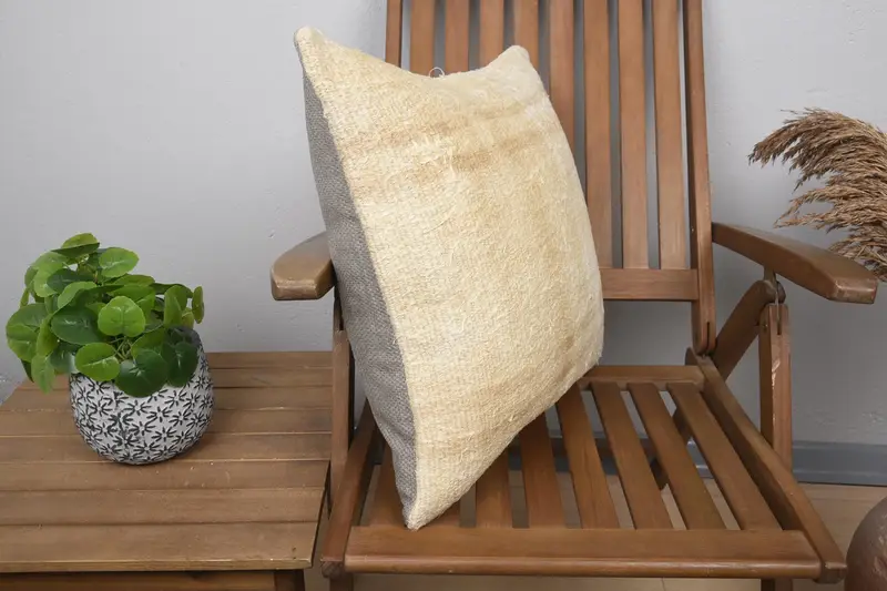 Kilim Cushion Sham, Cushion, Pastel Pillow Sham, Vintage Kilim Throw Pillow, Office Chair Cushion, 20x20 Beige Cushion Cover, Boho Pillow Sham Cover - 2