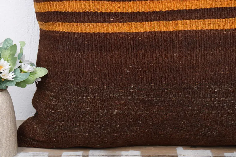 Vintage Kilim Throw Pillow, Vintage Kilim Pillow, Comfy Throw Cushion Cover, Outdoor Pillow Cover, Cushion Case, Antique Pillows, 24x24 Brown Pillow - 3
