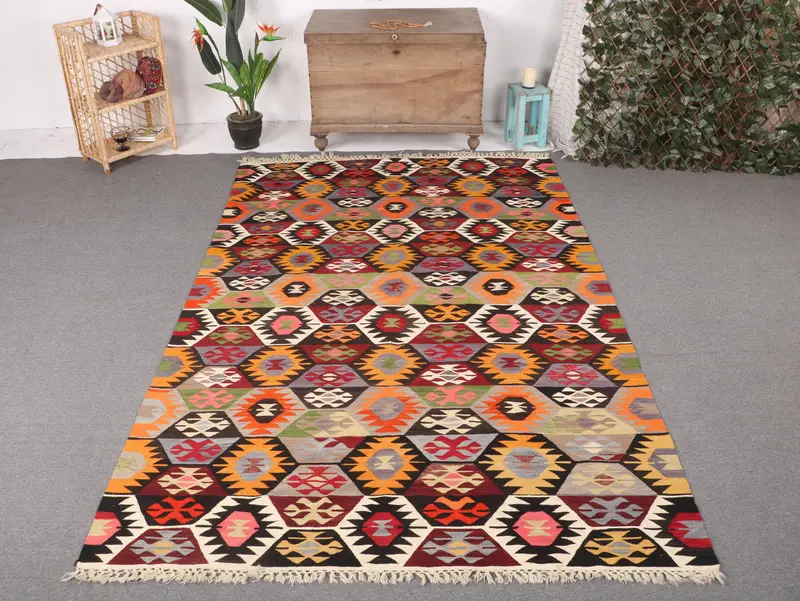 Rainbow Southwestern Rug, 6,1x9,4 ft Vibrant Decor