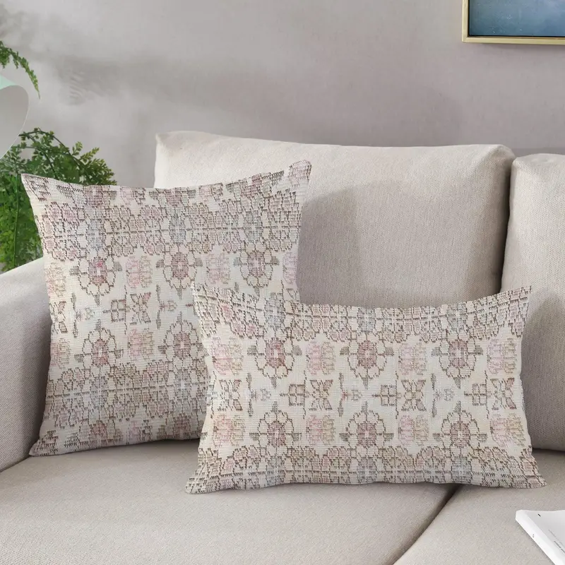 Vintage braunes Wurfkissen, handgemachter weicher bedruckter Akzent