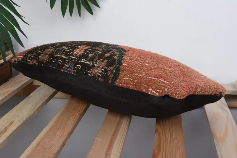 Traditional Cushion, 8x16 Orange Cushion, Bolster Cushion Cover, Boho Pillow Sham Cover, Gift Pillow, Cushion Case, Vintage Kilim Throw Pillow - 6