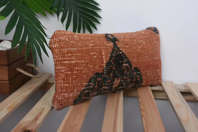 Traditional Cushion, 8x16 Orange Cushion, Bolster Cushion Cover, Boho Pillow Sham Cover, Gift Pillow, Cushion Case, Vintage Kilim Throw Pillow - 4