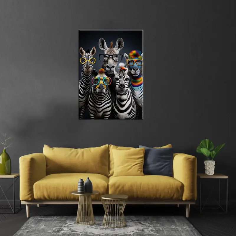Zebras with Glasses, Animals with Glasses, Zebra Canvas Art, Funny Art Decor, Cute Zebra Decor, Modern Wall Art, Animal Lover Gift - 3
