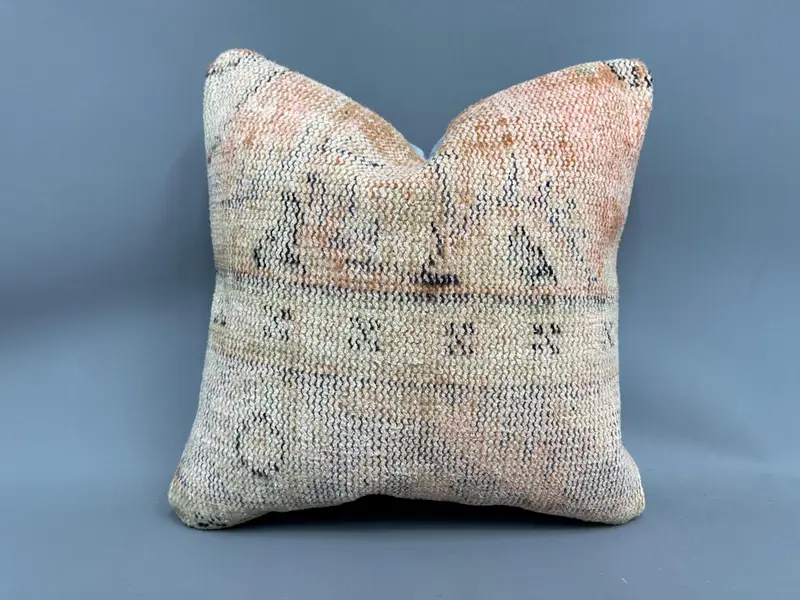 Boho Pillow Sham Cover, Vintage Kilim Pillow, Cushion Case, Sofa Pillow Cover, 18x18 Orange Cushion Cover, Home Decor Pillow, Cotton Pillow - 1