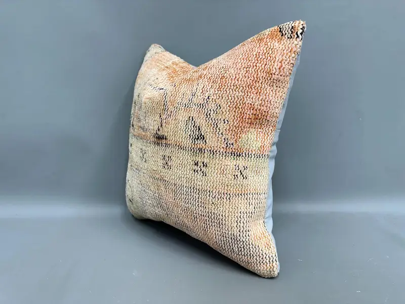 Boho Pillow Sham Cover, Vintage Kilim Pillow, Cushion Case, Sofa Pillow Cover, 18x18 Orange Cushion Cover, Home Decor Pillow, Cotton Pillow - 3