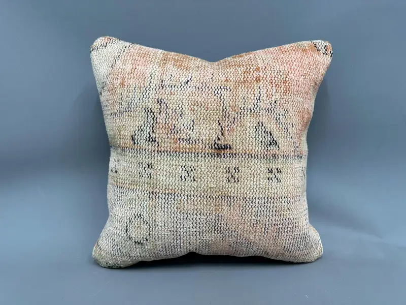Boho Pillow Sham Cover, Vintage Kilim Pillow, Cushion Case, Sofa Pillow Cover, 18x18 Orange Cushion Cover, Home Decor Pillow, Cotton Pillow - 4