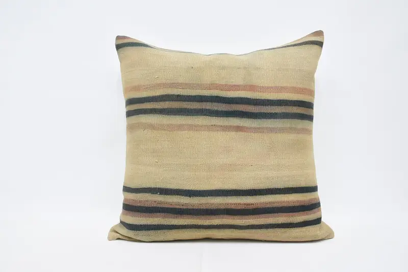 Kilim Cushion Sham, 32x32 Beige Pillow Case, Pillow Cover, Antique Pillows, Ethnic Cushion Cover, Vintage Kilim Throw Pillow - 1