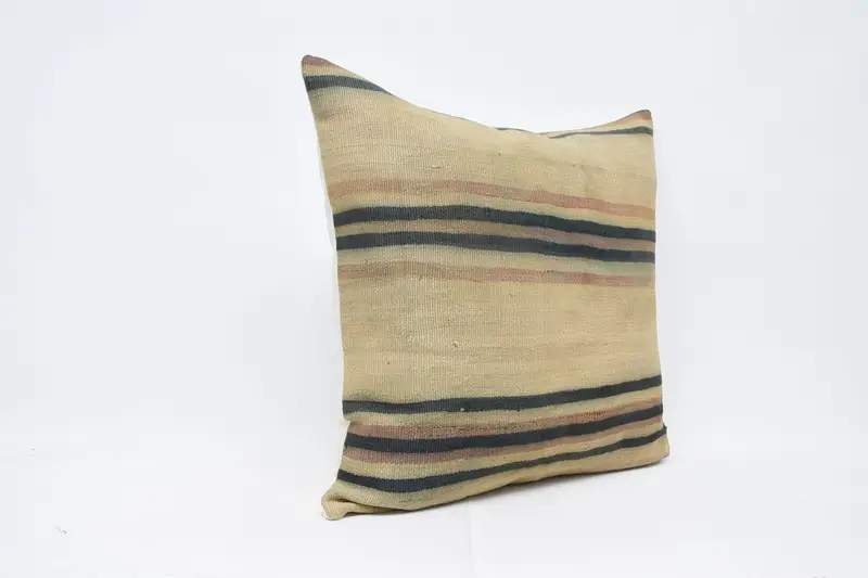 Kilim Cushion Sham, 32x32 Beige Pillow Case, Pillow Cover, Antique Pillows, Ethnic Cushion Cover, Vintage Kilim Throw Pillow - 3