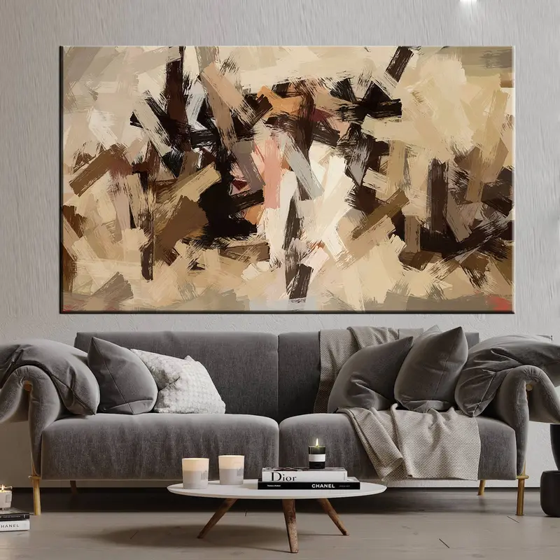 Dunkle abstrakte Kunst, dunkle Leinwandkunst, Gold und schwarze Wandkunst, Wohnzimmerwandkunst, Wohnkultur -Leinwand, Pinselstriche Wandkunst, Schlafzimmer Canvas - 1
