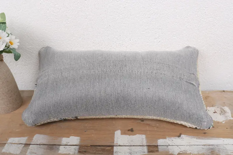 Antique Pillows, Pillow Sham, Comfy Throw Pillow Sham, Ikat Cushion Case, Interior Designer Pillow, 8x16 Beige Pillow Cover, Vintage Kilim Pillow - 7