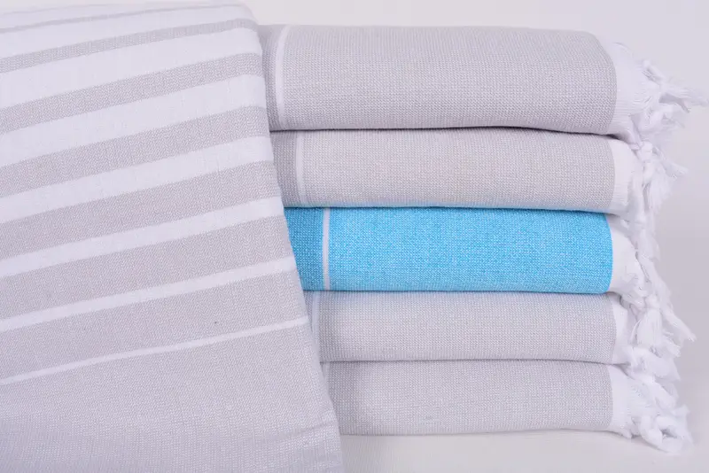 Wedding Gift Turquoise Striped Terry Towel, 67x36 Inches