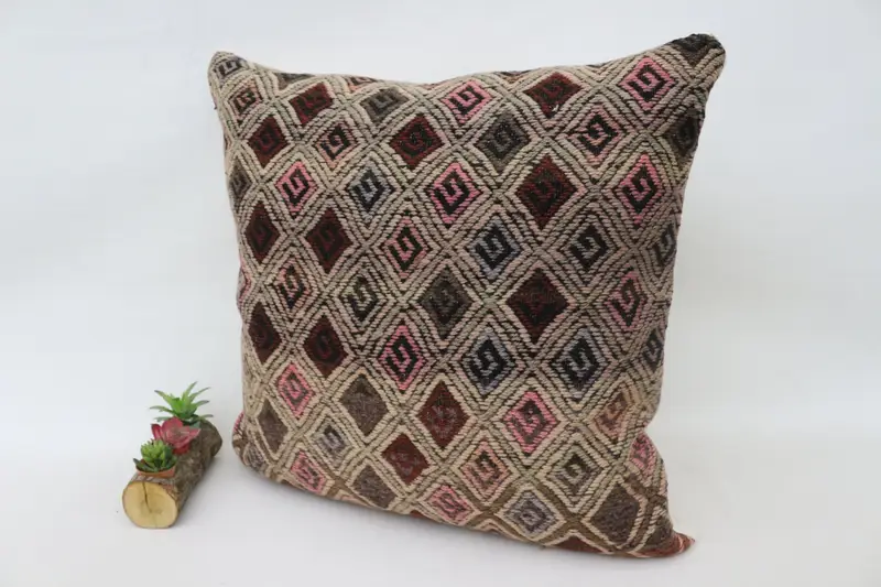 Pastel Cushion, 28x28 Beige Pillow Sham, Interior Designer Pillow, Kilim Pillow Cover, Vintage Kilim Pillow, Decorative Cushion, Cushion - 5