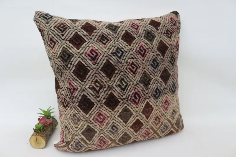 Pastel Cushion, 28x28 Beige Pillow Sham, Interior Designer Pillow, Kilim Pillow Cover, Vintage Kilim Pillow, Decorative Cushion, Cushion - 3