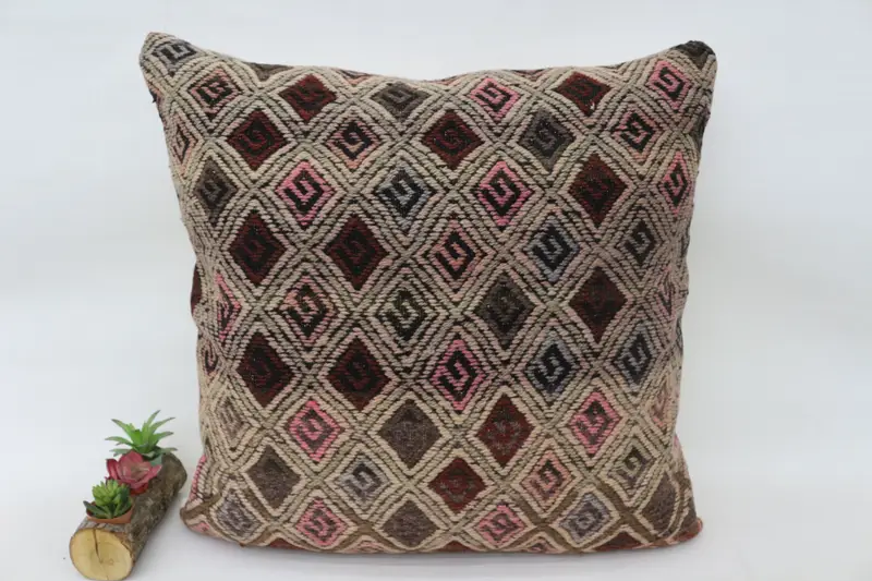 Pastel Cushion, 28x28 Beige Pillow Sham, Interior Designer Pillow, Kilim Pillow Cover, Vintage Kilim Pillow, Decorative Cushion, Cushion - 4