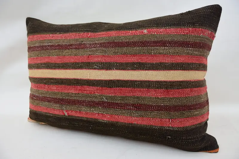 Decorative Pillow, Handmade Kilim Cushion, Pillow for Sofa, Couch Pillow Cover, Pillow Sham, Car Cushion, 16x24 Brown Pillow, Kilim Pillow Cover - 3