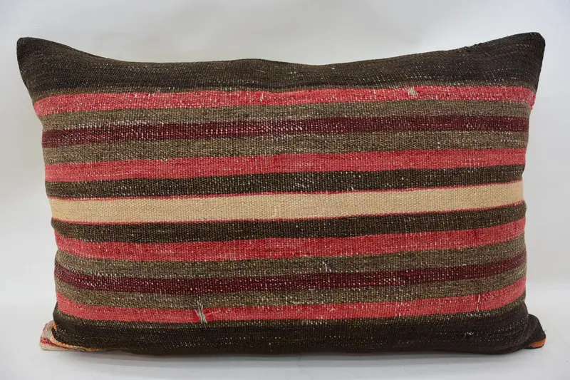 Decorative Pillow, Handmade Kilim Cushion, Pillow for Sofa, Couch Pillow Cover, Pillow Sham, Car Cushion, 16x24 Brown Pillow, Kilim Pillow Cover - 4