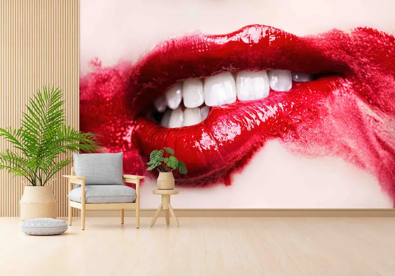 Bezaubernde Tapete mit rotem Lippenstift: Entfesselte Leidenschaft und Eleganz