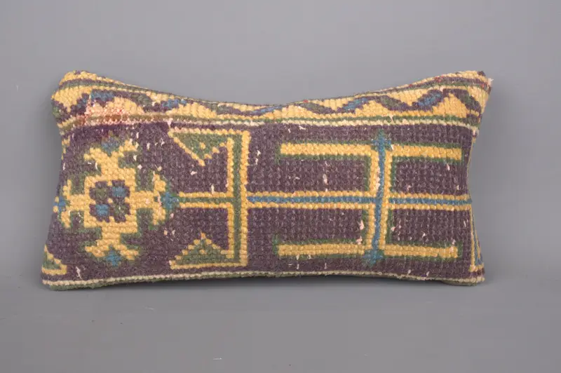 Ikat Cushion, Pillow, Ethnical Kilim Rug Pillow, Bohemian Cushion Pillow Sham, Pillow for Couch, Chair Cushion Case, Boho Pillow, 8x16 Blue Pillow - 4
