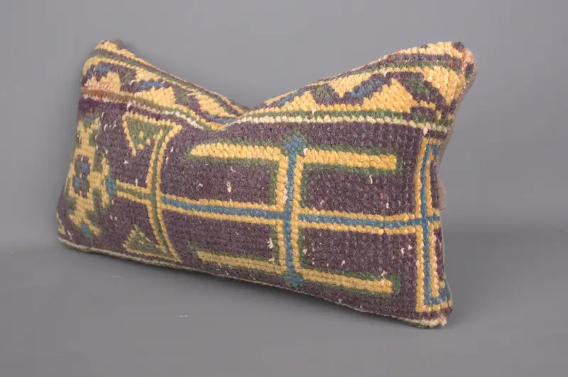 Ikat Cushion, Pillow, Ethnical Kilim Rug Pillow, Bohemian Cushion Pillow Sham, Pillow for Couch, Chair Cushion Case, Boho Pillow, 8x16 Blue Pillow - 3