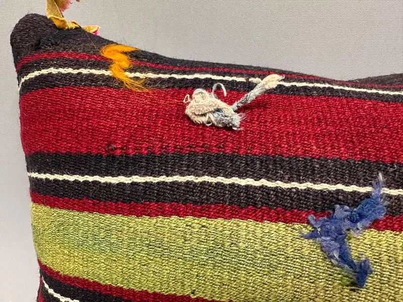 Boho Pillow Sham Cover, Handmade Kilim Cushion, Turkish Kilim Pillow, Bright Pillow Sham, 12x20 Red Pillow Cover, Pillow Case - 5
