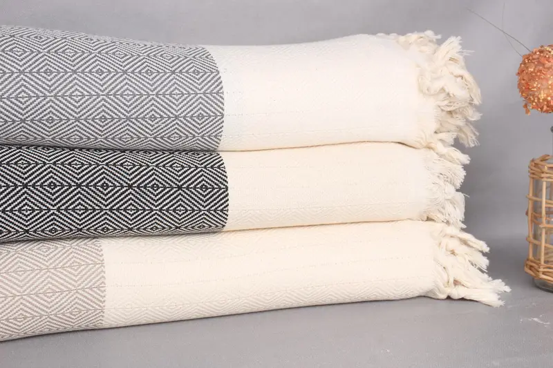 Woven Throw Blanket, Oversized Beach Towel, Valentines Day Gift Idea, Woven Blanket, 92x76 Cotton Diamond Towel, Shower Curtain, Personalized Gifts - 2
