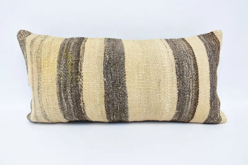 12x24 Beige Pillow Sham, Cushion Cover, Boho Pillow Sham Cover, Armchair Pillow Sham, Gift Pillow, Retro Throw Cushion, Throw Kilim Pillow - 1