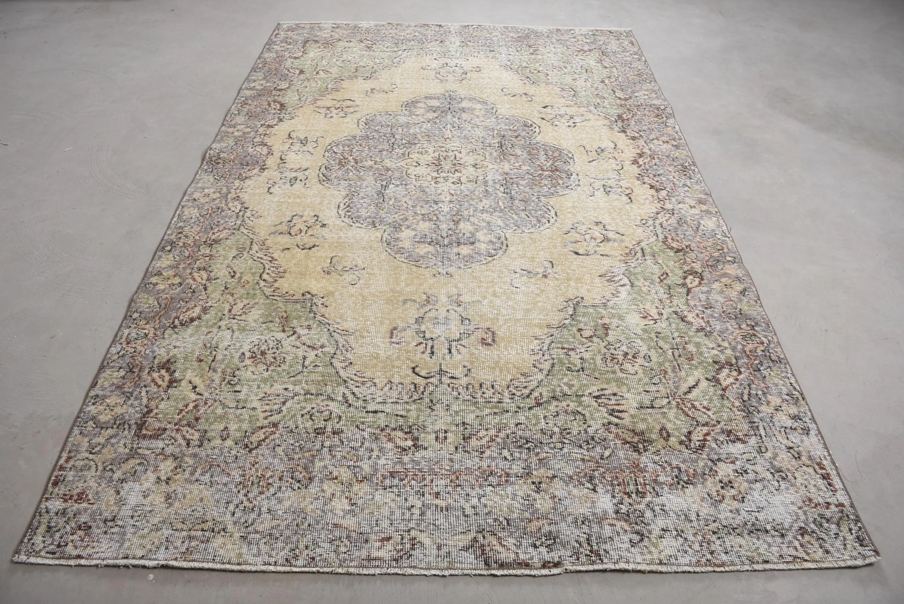 Zarif Bej ve Mor Halı, 5,8x9,3 ft Oryantal Tasarım - 1