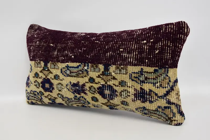 Vintage Pillow, Kilim Pillow Cover, Floor Pillow Sham, Gift Pillow, Cushion Case, 8x16 Beige Cushion Cover, Morroccon Kilim Cushion Pillow Sham - 4