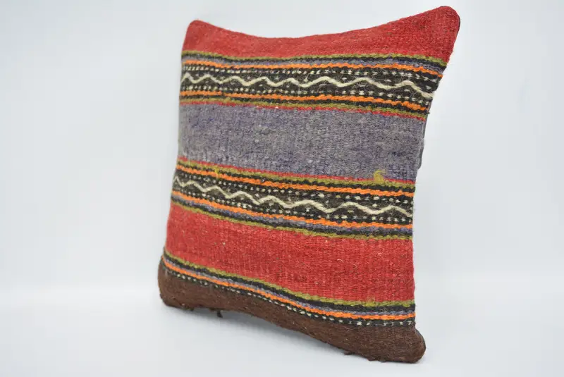 Pastel Cushion Cover, Turkish Pillow, 12x12 Red Cushion Cover, Cushion Cover, Turkish Kilim Pillow, Vintage Kilim Throw Pillow - 4
