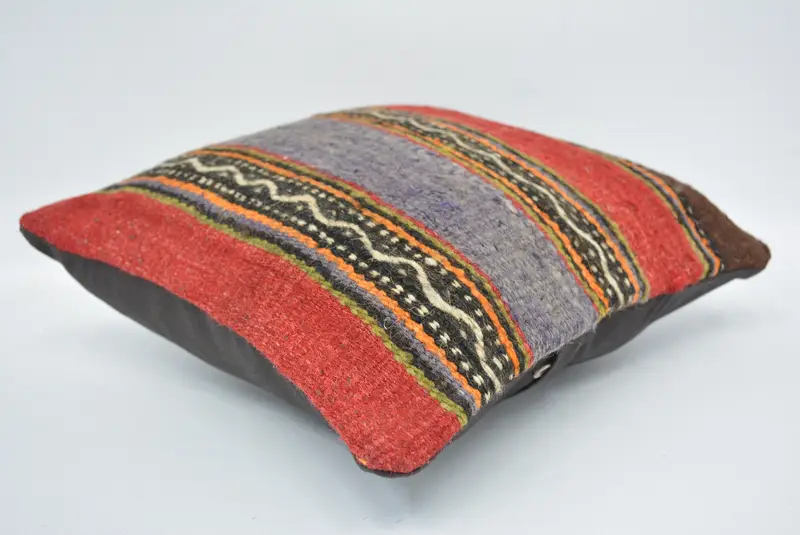 Pastel Cushion Cover, Turkish Pillow, 12x12 Red Cushion Cover, Cushion Cover, Turkish Kilim Pillow, Vintage Kilim Throw Pillow - 6