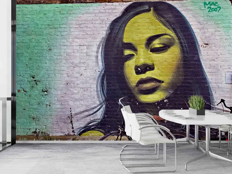 Woman Wall Art, Wall Paper Peel And Stick, Graffiti Wall Decals, Woman Graffiti Wall Painting, Woman Portrait Wall Decor, Wallpaper Art, - 10