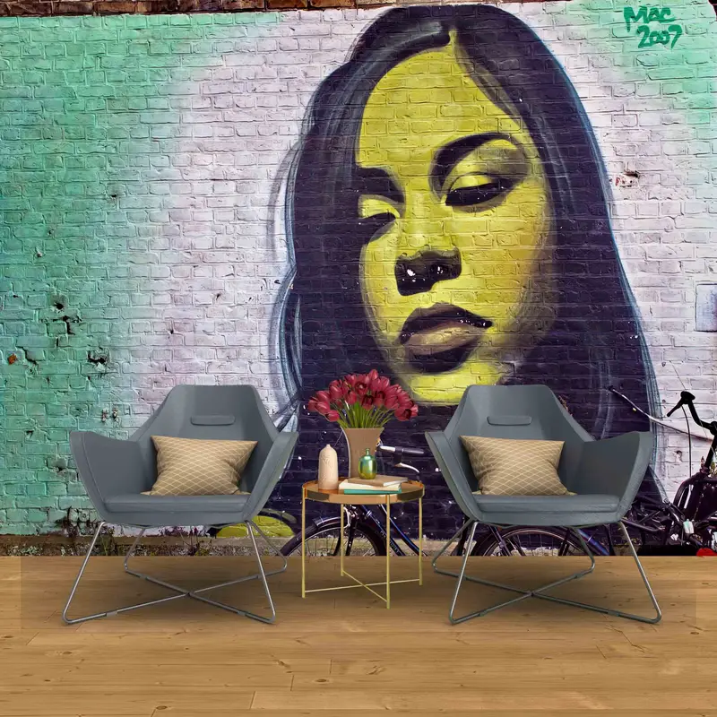 Woman Wall Art, Wall Paper Peel And Stick, Graffiti Wall Decals, Woman Graffiti Wall Painting, Woman Portrait Wall Decor, Wallpaper Art, - 6