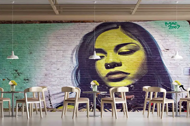 Woman Wall Art, Wall Paper Peel And Stick, Graffiti Wall Decals, Woman Graffiti Wall Painting, Woman Portrait Wall Decor, Wallpaper Art, - 9