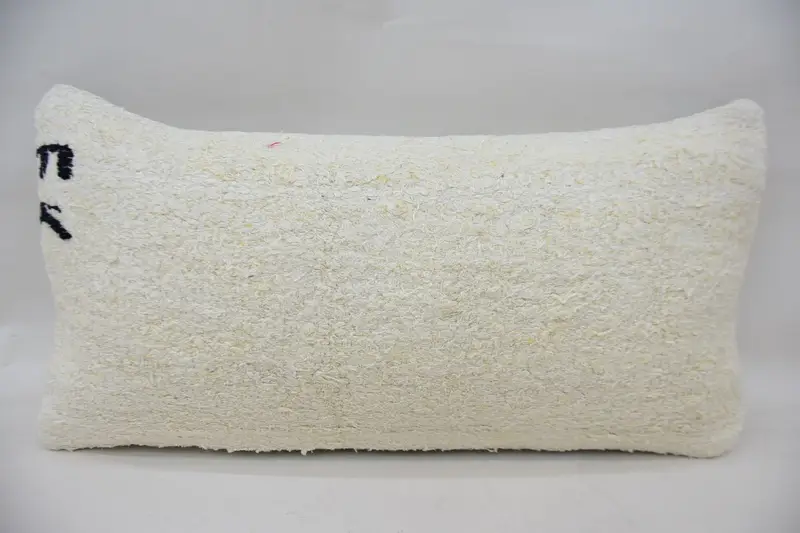 Vintage White Minimalist Cushion Case, Moroccan 12x24 inch Sofa Cushion - 1