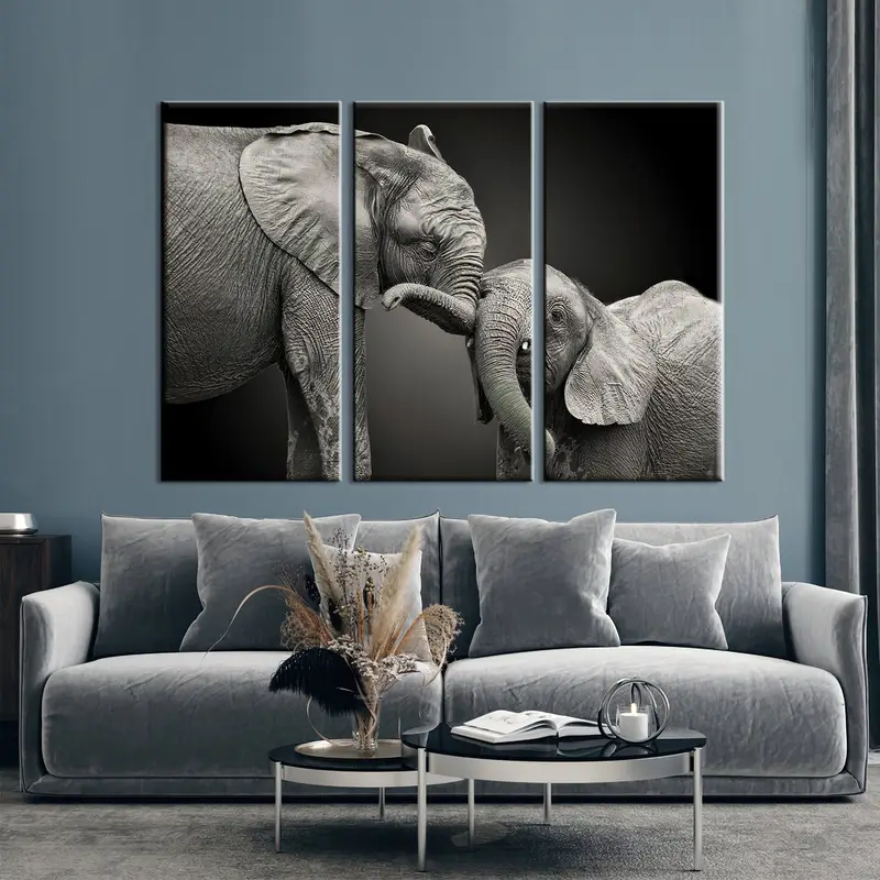 Elephant Canvas, Elephant Art Print,African Elephant Baby and Mom, Elephant Painting, Elephant Wall Art, Elephant Wall Decor, Elephant Print - 2