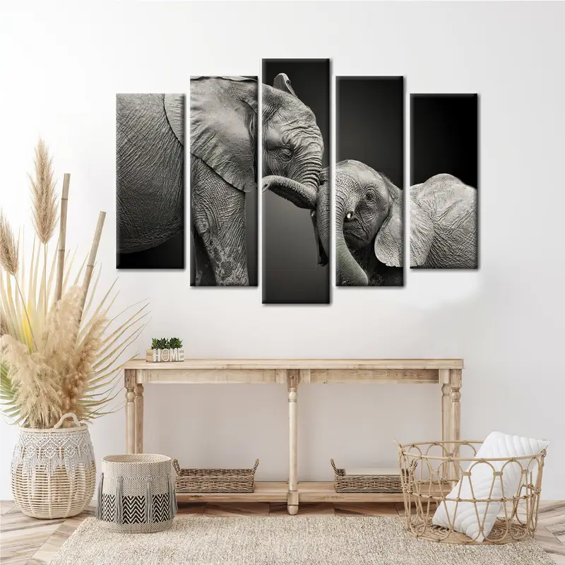 Elephant Canvas, Elephant Art Print,African Elephant Baby and Mom, Elephant Painting, Elephant Wall Art, Elephant Wall Decor, Elephant Print - 5