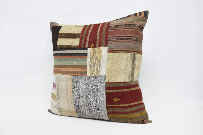 Antique Pillows, 32x32 Brown Pillow Sham, Vintage Pillow Cover, Kilim Pillow, Tribal Cushion, Vintage Kilim Pillow, Pillow Sham - 4