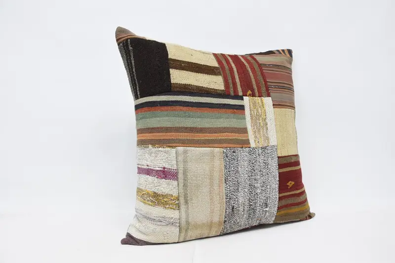 Antique Pillows, 32x32 Brown Pillow Sham, Vintage Pillow Cover, Kilim Pillow, Tribal Cushion, Vintage Kilim Pillow, Pillow Sham - 3