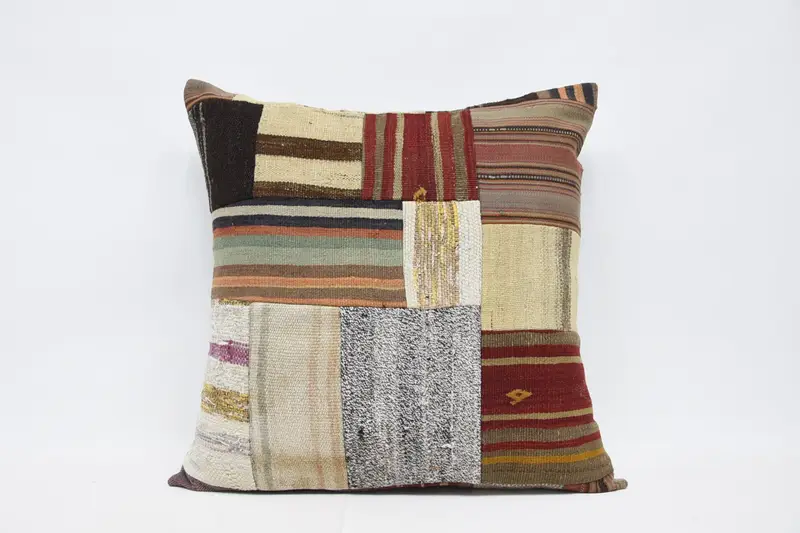 Antique Pillows, 32x32 Brown Pillow Sham, Vintage Pillow Cover, Kilim Pillow, Tribal Cushion, Vintage Kilim Pillow, Pillow Sham - 1